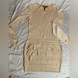 Bcbg gold glitter mini dress